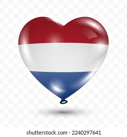 Vector illustration of a Netherlands country love balloon on transparent background (PNG). Flying love balloons for Independence Day celebration.