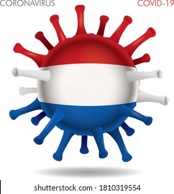 Vector illustration of Netherlands flag virus shape isolated on white background