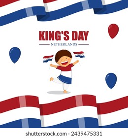 Vector illustration of Netherlands King's Day social media feed template