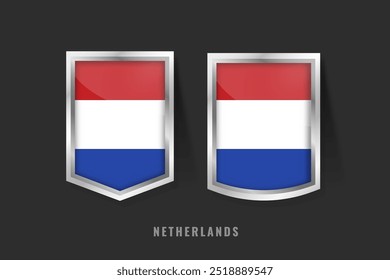 Ilustración vectorial de NETHERLANDS Label Logo. PAÍSES BAJOS Signo de la insignia PAÍSES BAJOS Con la bandera, Plantilla holandesa de los Anuncios de la etiqueta del Producto.