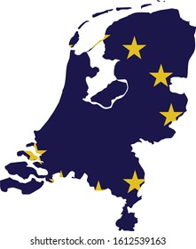 vector illustration of Netherlands map with EU flag on white background