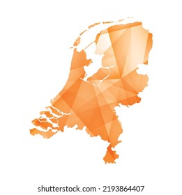 vector illustration of Netherlands map with orange colored geometric shapes