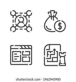 Vector illustration of network, budget, browser, strategy icon. Simple icon with line design style