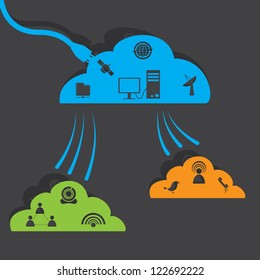 vector illustration of network cloud connected with each other