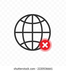 Vector illustration of network not connected icon sign and symbol. colored icons for website design .Simple design on Transparent background (PNG).