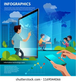 Vector illustration, networking, and Technology information.
