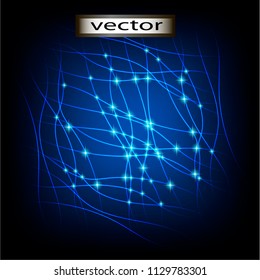 Vector illustration of a neural network with stars of the new technologies of the future.