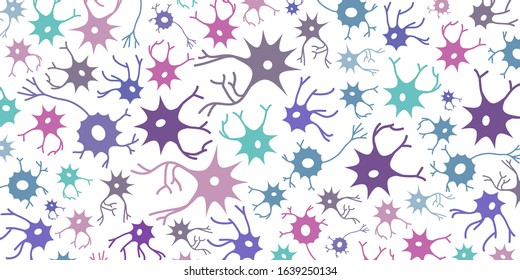 vector illustration of neurons connection net blue background for brain activity and neurology
