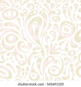 Vector illustration. Neutral and beige damask paisley wallpaper. Seamless background, grunge style.