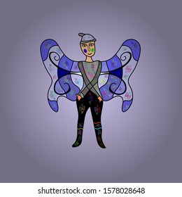 Vector. Illustration in neutral, black and violet colors. Elements for the design of postcards, backgrounds, packaging. Printing for clothing.