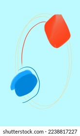Ilustración vectorial en colores neutros, azul claro, azul oscuro y rojo.