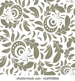 Vector illustration. Neutral damask paisley wallpaper. Seamless background, grunge style.