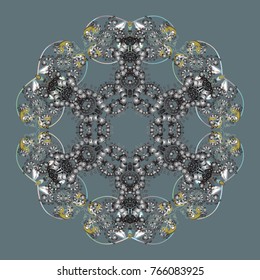 Vector illustration with neutral, gray and brown isolated snowflake. Beautiful decoration. Symbol of winter. Isolated watercolor snowflakes on neutral, gray and brown colors.