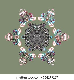 Vector illustration with neutral, gray and white isolated snowflakes. Isolated watercolor snowflakes on neutral, gray and white colors. Beautiful decoration. Symbol of winter.