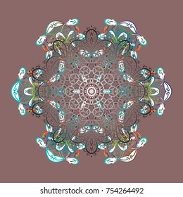 Vector illustration. Neutral, gray and white colors with snowflakes. Isolated cute snowflakes on colorful background.