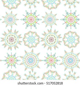 Vector illustration. Neutral, orange and beige damask paisley wallpaper. Seamless background, grunge style.