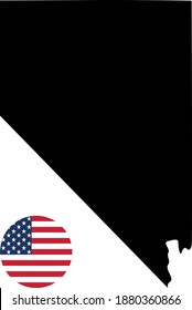 vector illustration of Nevada map with American flag