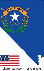 Vektorgrafik von Nevada Karte und Flagge mit amerikanischer Flagge