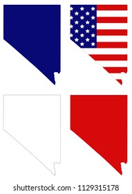 vector illustration of Nevada maps with USA flag