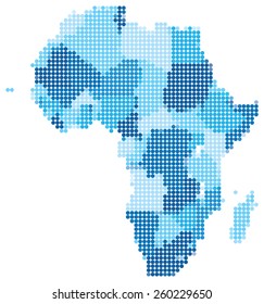 Vector illustration of NEW 2012 blue doted map of Africa. Also included new country the Republic of South Sudan which became an independent state on 9 July 2011.