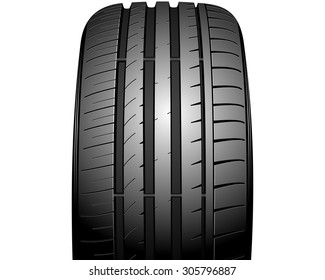 Vector illustration of a new auto tire on white