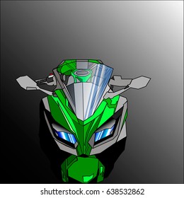 Vector illustration with new beautiful green face of motorcycle.
