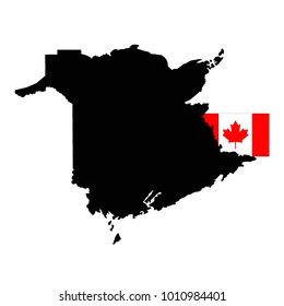 vector illustration of New Brunswick map with Canada flag