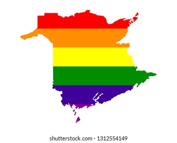 vector illustration of New Brunswick map with LGBT flag