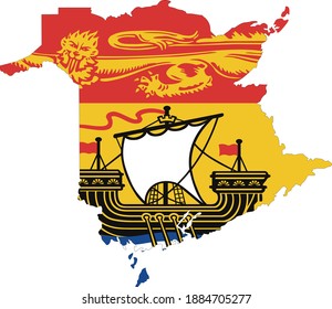 vector illustration of New Brunswick map and flag