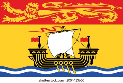 Vector Illustration Of A New Brunswick Province Flag In Canada. Color Image Of A Canada Regional Flag