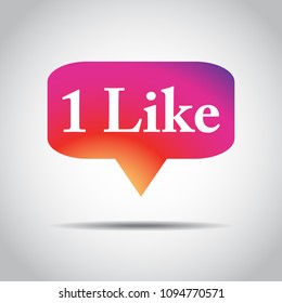 Vector illustration. New Counter Notification Icon Instagram. Follower. New Icon like 1 insta symbol button. Social media like insta ui app smart phone. EPS 10.