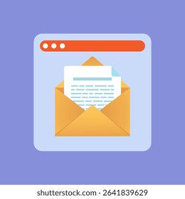 Vector illustration of new Email notification in Browser Window