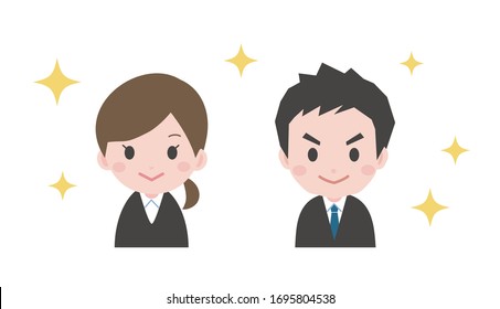 Vector Illustration | New employees on light of stars background