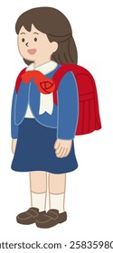 Vector illustration of a new first grade girl