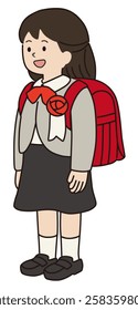 Vector illustration of a new first grade girl