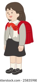 Vector illustration of a new first grade girl