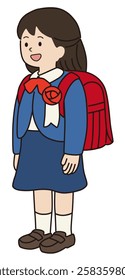 Vector illustration of a new first grade girl