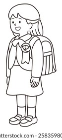 Vector illustration of a new first grade girl