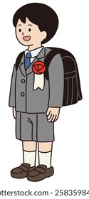 Vector illustration of a new first grade boy