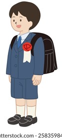 Vector illustration of a new first grade boy