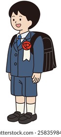 Vector illustration of a new first grade boy