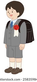 Vector illustration of a new first grade boy