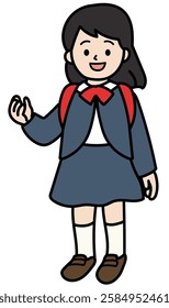 Vector illustration of a new first grade girl