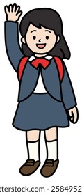 Vector illustration of a new first grade girl