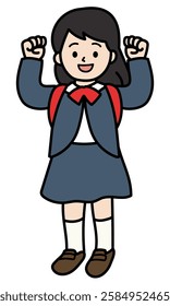 Vector illustration of a new first grade girl