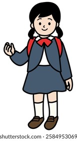 Vector illustration of a new first grade girl