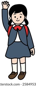 Vector illustration of a new first grade girl