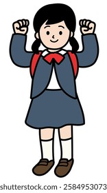 Vector illustration of a new first grade girl