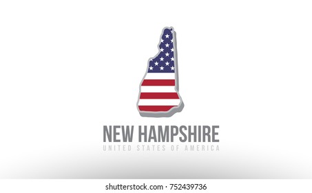 Vector illustration of new hampshire county state with US united states flag as a texture suitable for a map logo or design purposes
