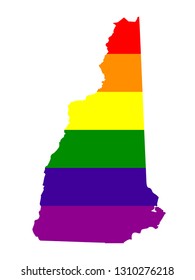 vector illustration of New Hampshire map with LGBT flag